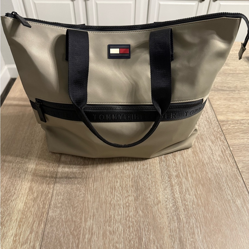 Tommy Hilfiger Tan and Black Tote Bag